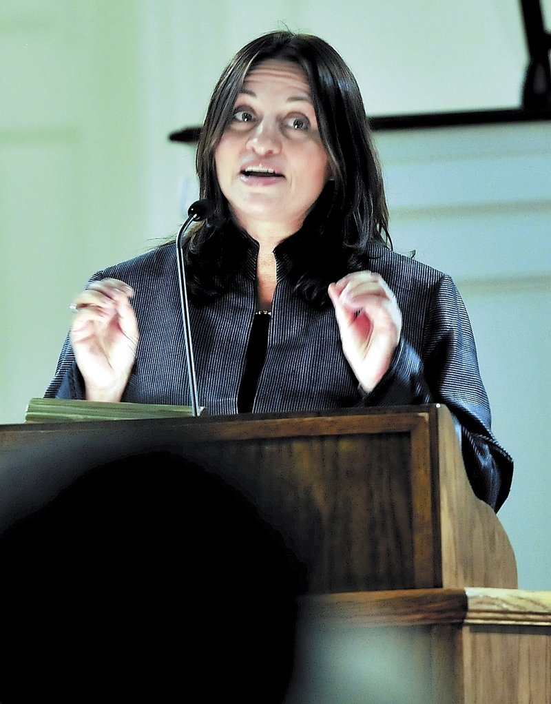 National Public Radio foreign correspondent Soraya Sarhaddi Nelson speaks Sunday at Colby College in Waterville.