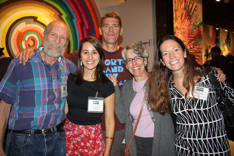 Board members Stuart Gersen of Longfellow Books; Brianna Courneya McCabe, a citizen member; Bill Duggan of Videoport; Joan Leitzer, a citizen member; and Danielle Marks, co-chair of the event committee.