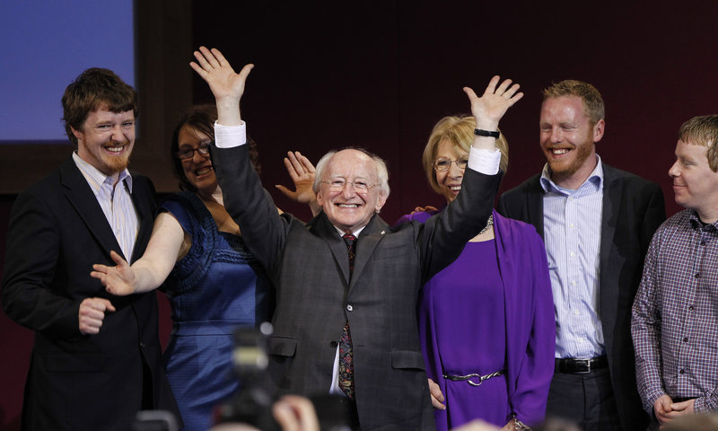 Michael Higgins and supporters