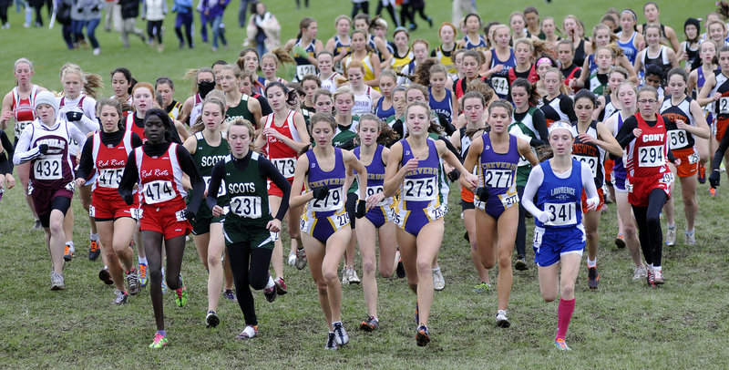 The Cheverus girls started as a pack up front and finished as a pack Saturday to win their third straight Class A state championship. The Stags finished with four runners in the top six.