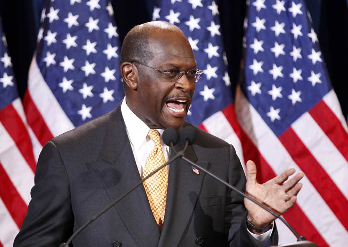 Republican presidential candidate Herman Cain addresses the media today, in Scottsdale, Ariz. respond to an accusation by Sharon Bialekthat Cain made an unwanted sexual advance in 1997.
