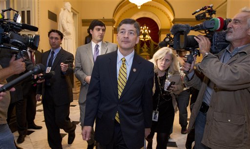 Rep. Jeb Hensarling, R-Texas, co-chair of the Joint Select Committee on Deficit Reduction, leaves a meeting with House Speaker John Boehner, R-Ohio, on Wednesday.