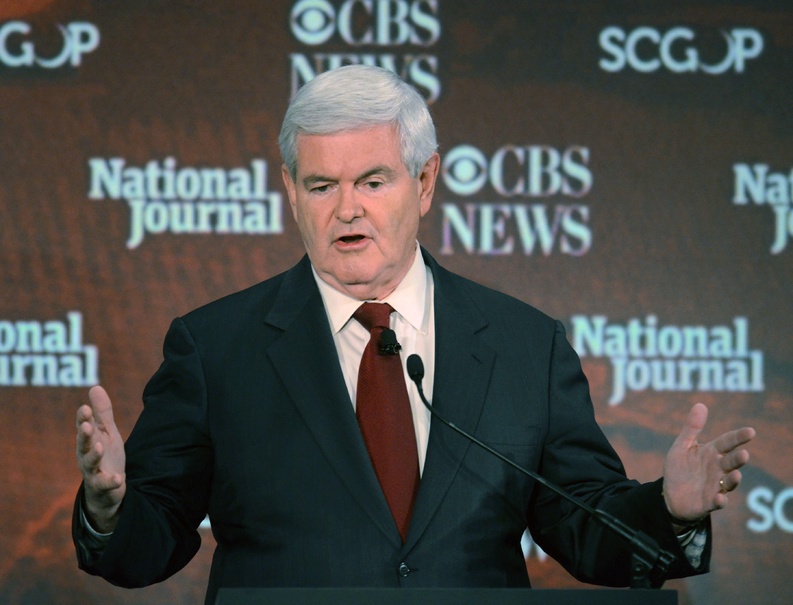 Republican presidential candidate Newt Gingrich speaks at the CBS News/National Journal foreign policy debate Saturday in Spartanburg, S.C.