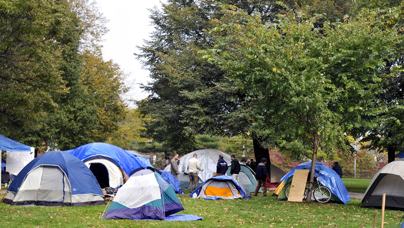 An Oct. 24, 2011, photo of the OccupyMaine encampment in Portland's Lincoln Park.