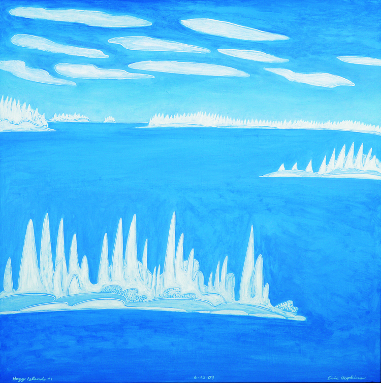 “Hazy Islands No. 1,” 2009, oil on panel, 24 by 24 inches, by Eric Hopkins, who has a gallery in Rockland.