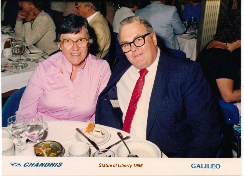 Ellen Parady and her husband, George, are shown on a Mediterranean cruise in 1986. They loved to travel.