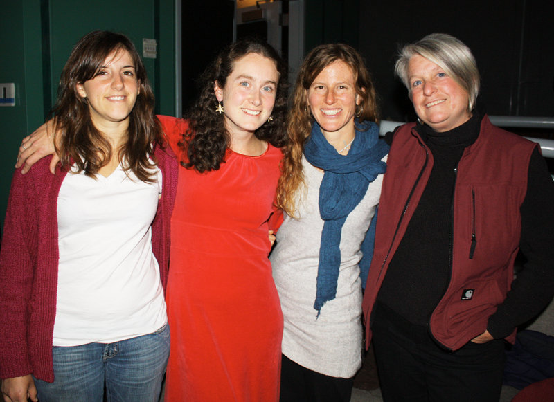 Cory Tamler, the “Of Farms and Fables” playwright, Jennie Hahn, who runs Open Water Theatre Arts, Stacy Brenner of Broadturn Farm, and Penny Jordan of Jordan’s Farm, who performed in the play.