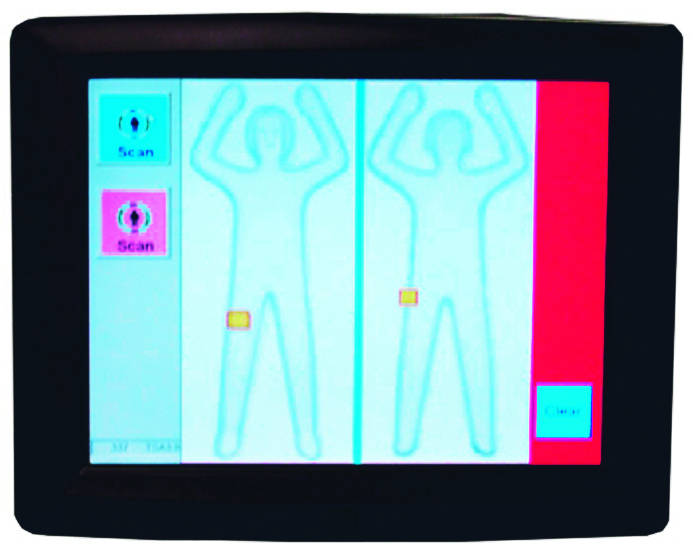 The machines generate a generic image of passengers’ bodies on a digital display and flag potential threats, which show up as yellow boxes.