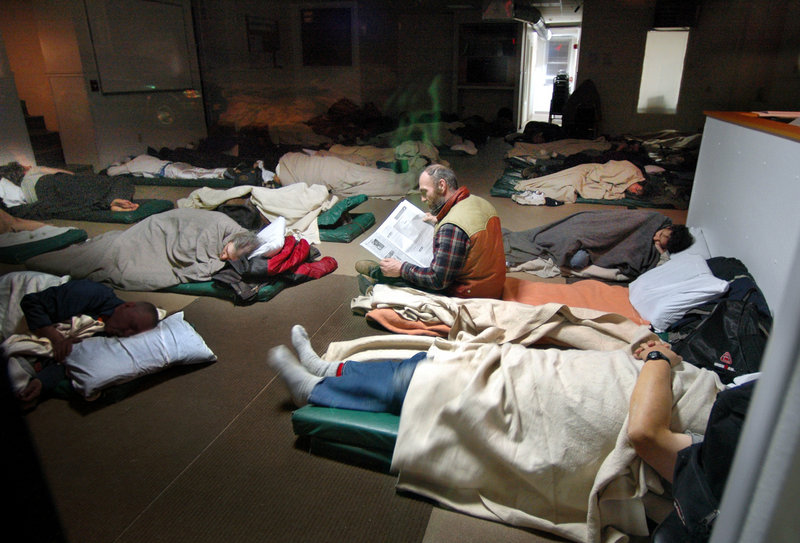 Portland’s Oxford Street Shelter, above, averages 180 people each night, says the director of Preble Street.