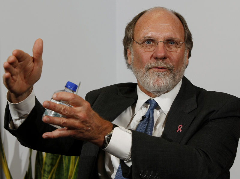 Then New Jersey Gov. Jon S. Corzine answers a question during an interview in 2009.