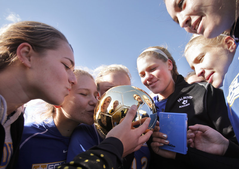 The Gold Ball was a reflection of the Falmouth girls soccer program: The Yachtsmen endured heavy graduation losses and a new coach, and yet repeated as Class B champions Saturday with a 1-0 victory against Presque Isle.