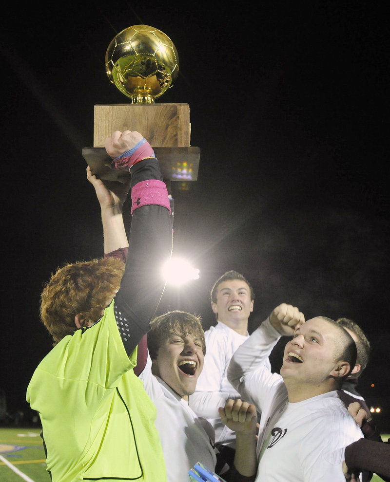 Windham had never won a boys soccer state championship until Saturday, when the Eagles beat Messalonskee 3-1 in the Class A final at Falmouth High.