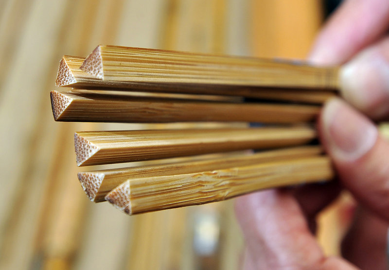 These six bamboo parts will be fastened with an adhesive compound to make a strong rod.