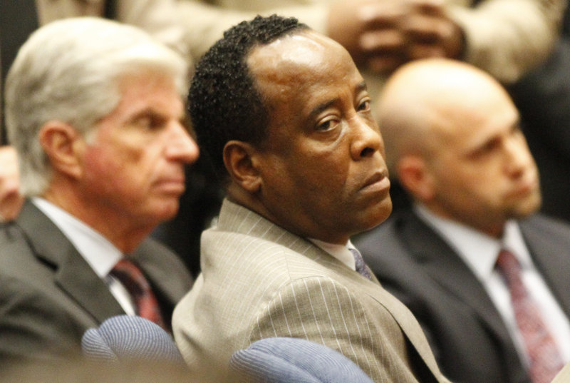 Dr. Conrad Murray listens to the guilty verdict in his involuntary manslaughter trial Monday.
