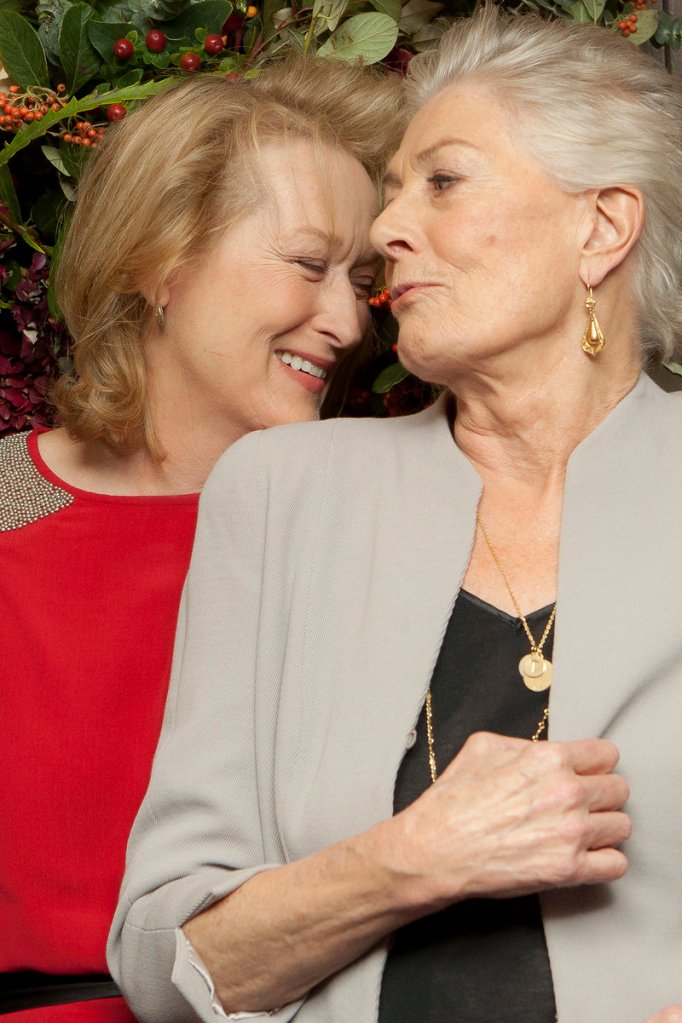 Meryl Streep, left, talks to Vanessa Redgrave at “An Academy Salute to Vanessa Redgrave" in London on Sunday.