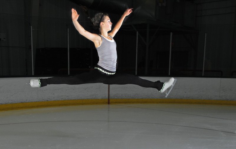 Photos by Gabe Souza/Staff Photographer Morgan Sewall, a 14-year-old freshman at Scarborough High, will compete today and Friday in the novice division of the Eastern figure skating championships in Jamestown, N.Y. The top four skaters in her division will advance to the nationals in San Jose, Calif.
