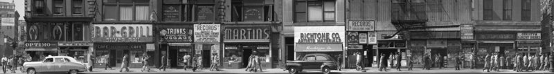 “6th Avenue Between 43rd and 44th Street, New York,” 1948, a photographic panel made of eight vintage gelatin silver prints.