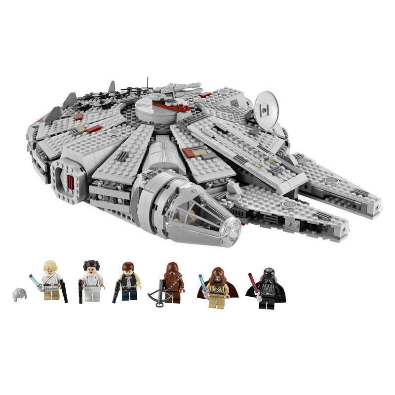 LEGO STAR WARS MILLENNIUM FALCON: Toys R Us describes the toy set as being “straight from the Death Star escape scene of ‘Episode IV: A New Hope.’ ” It includes details such as twin flick missiles, rotating quad laser cannons and a detachable cockpit cover, and includes Han Solo, Luke Skywalker, Chewbacca, Ben Kenobi, Princess Leia Organa and Darth Vader figures. Listed at $129.99 on toysrus.com.