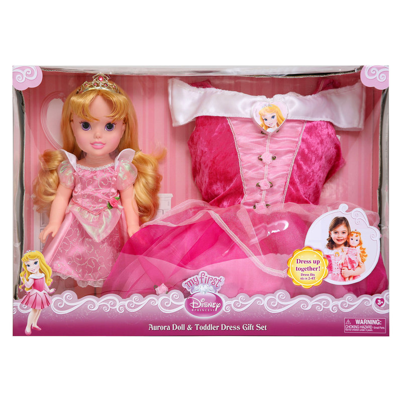 DISNEY PRINCESS DOLL AND TODDLER DRESS SET: Just like it says, it’s a doll and toddler dress combo. Priced at $34.99 on target.com.