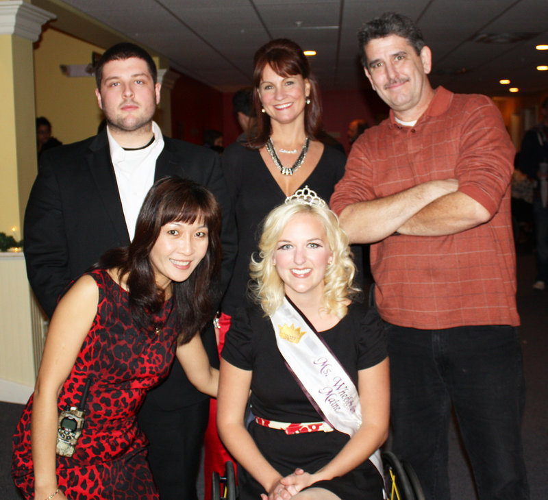 Ry Russell, who emceed the fashion show, singer Andrea Delan, comedian Dennis Fogg, Whitney Hensely, who coordinated the models, and Ms. Wheelchair Maine 2011 Monica Quimby.