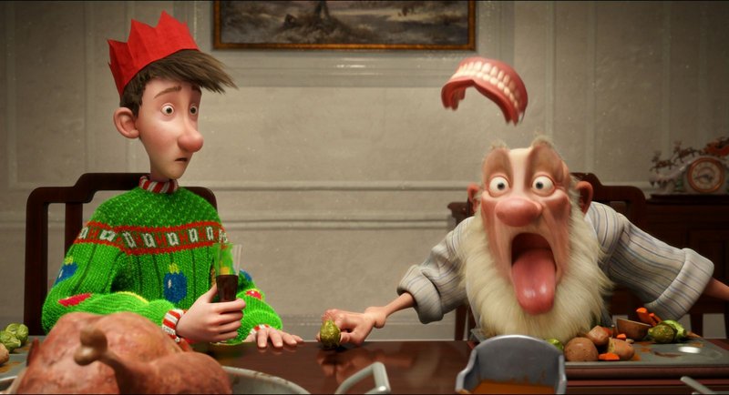 Arthur (voiced by James McAvoy) and Grandsanta (voiced by Bill Nighy) in the animated holiday feature "Arthur Christmas."