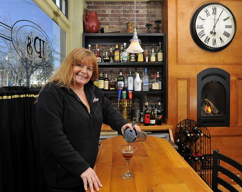 Bartender Teri Dodge pours an Espresso Martini at JP’s Bistro on Woodford Street in Portland.