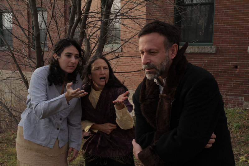 Laura Vitanza and Cynthia Eyster as villagers and Hal Cohen as Shmerel the beggar in Acorn Productions’ “The Wandering Beggar,” which opens Friday and continues through Dec. 18 at the Acorn Studio Theater in Westbrook. The play, an adaptation by local playwright Howard Rosenfield of a 1931 Yiddish book by Solomon Simon, features a collection of vignettes in which the title character must deal with dishonest servants and greedy kings. 854-0065; acorn-productions.org