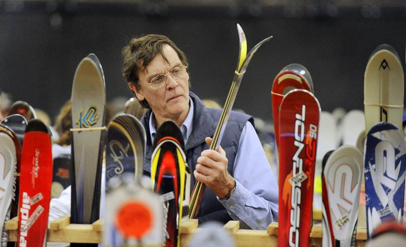 Dan Field of Bangor stopped by the sale to look at skis on his way home from a trip to Boston.