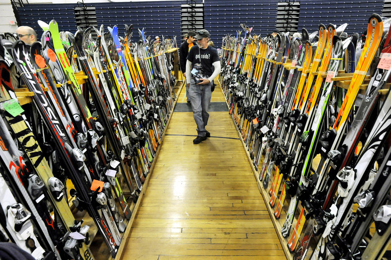 The 50th annual Down East Ski Sale, held at the Portland Expo on Saturday, featured about 10,000 items, including skis, boots, poles, bindings, goggles and accessories.