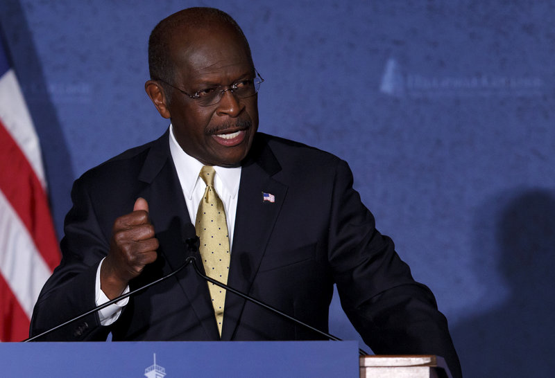 At Hillsdale College in Hillsdale, Mich., Tuesday, presidential candidate Herman Cain stuck to his planned speech on his foreign policy vision and did not refer to accusations of inappropriate sexual behavior or the future of his campaign.
