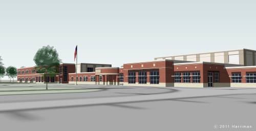 Courtesy of Harriman and Scarborough School Department An architect’s rendering shows a proposed $39 million new Wentworth Intermediate School in Scarborough, approval of which is on the Nov. 8 town ballot.