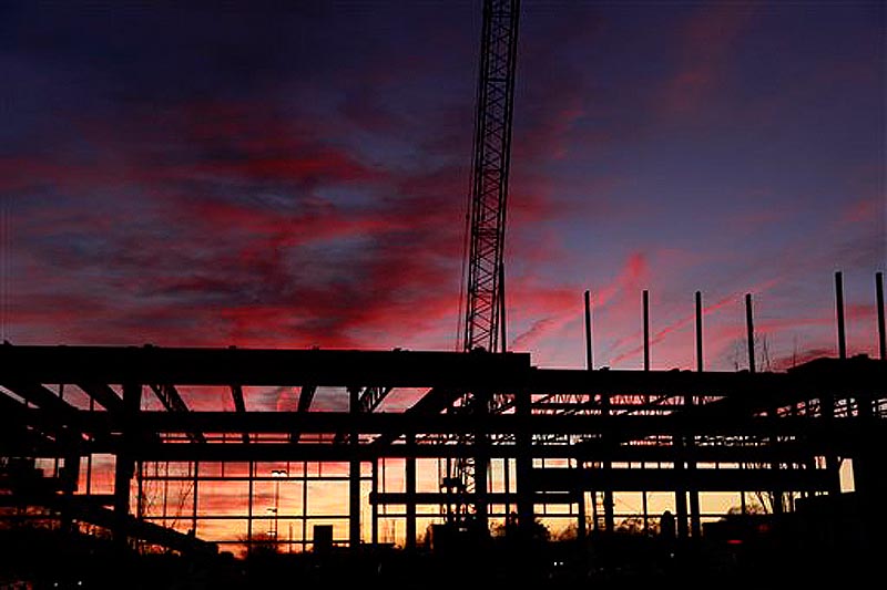 This photo taken Nov. 25, 2011, shows a commercial construction project at the Bala Cynwyd Shopping Center in Bala Cynwyd, Pa. Friday Nov. 25, 2011. U.S. builders spent more in October on new homes, offices and shopping centers, pushing construction spending up for a third straight month. (AP Photo/Jacqueline Larma)
