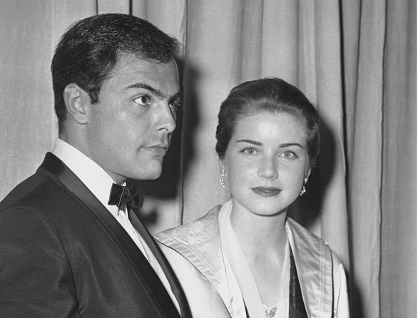 In this April 4, 1960, Dolores Hart and actor John Saxon arrive at the Pantages Theater in Hollywood, Calif., for the Academy Awards show.