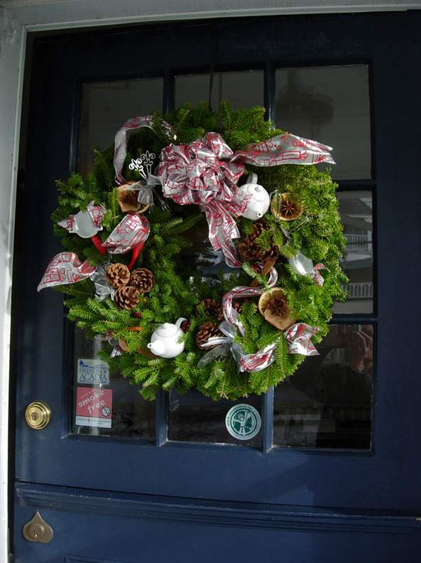 Submitted by Roger and Patricia Samuel of Bar Harbor. The wreath was decorated by the Bar Harbor Bed & Breakfast Assoc. to support the Maine Coast Mission and auctioned on December 2 where we acquired it.