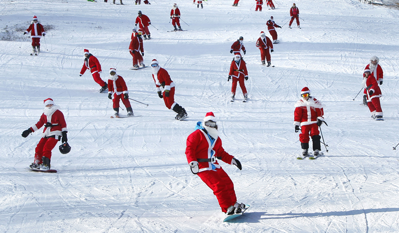 Santas on the slopes at Sunday River today.
