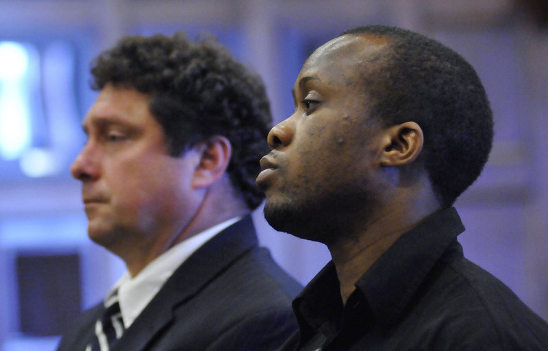 Daudoit Butsitsi listens to the judge as he is found guilty in the shooting death of Serge Mulongo on Thursday, July, 21, 2011. Butsitsi was sentenced to 38 years in prison today.