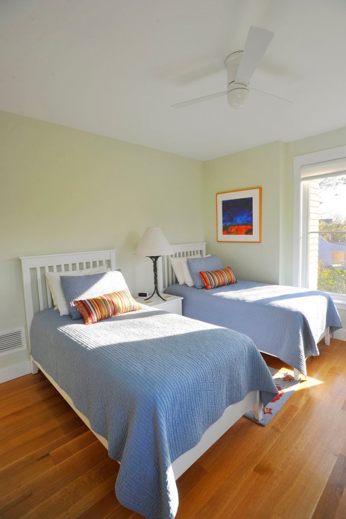 A bright and airy spare bedroom on the second floor.