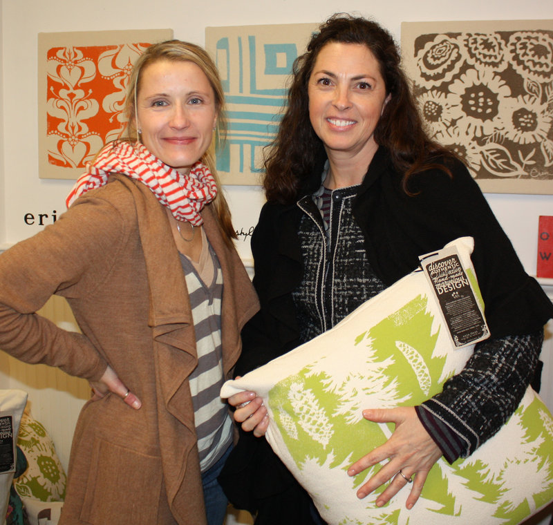 Fabric artist Erin Flett and Kate Burnham, who is a fan of Flett’s work.