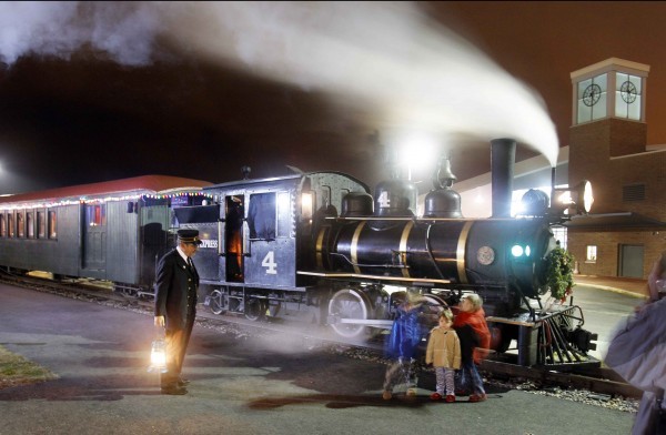 The Maine Narrow Gauge Railroad has resumed its “Polar Express” train rides to “The North Pole,” leaving from Portland’s Ocean Gateway Terminal. The rides continue through Dec. 23.
