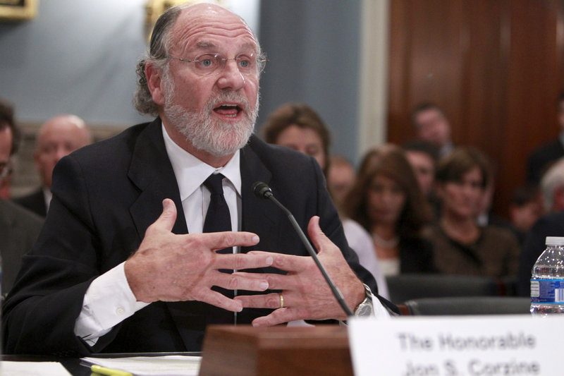 Former New Jersey Sen. Jon Corzine testifies Thursday before a House committee hearing regarding the collapse of MF Global.