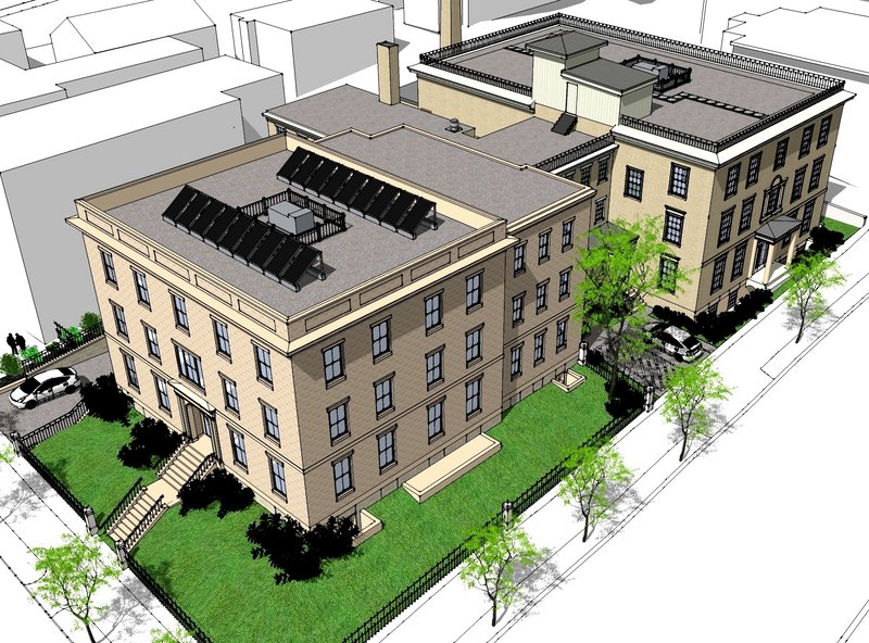 The plans for Elm Terrace include a garage on the ground floor of one side of the building.