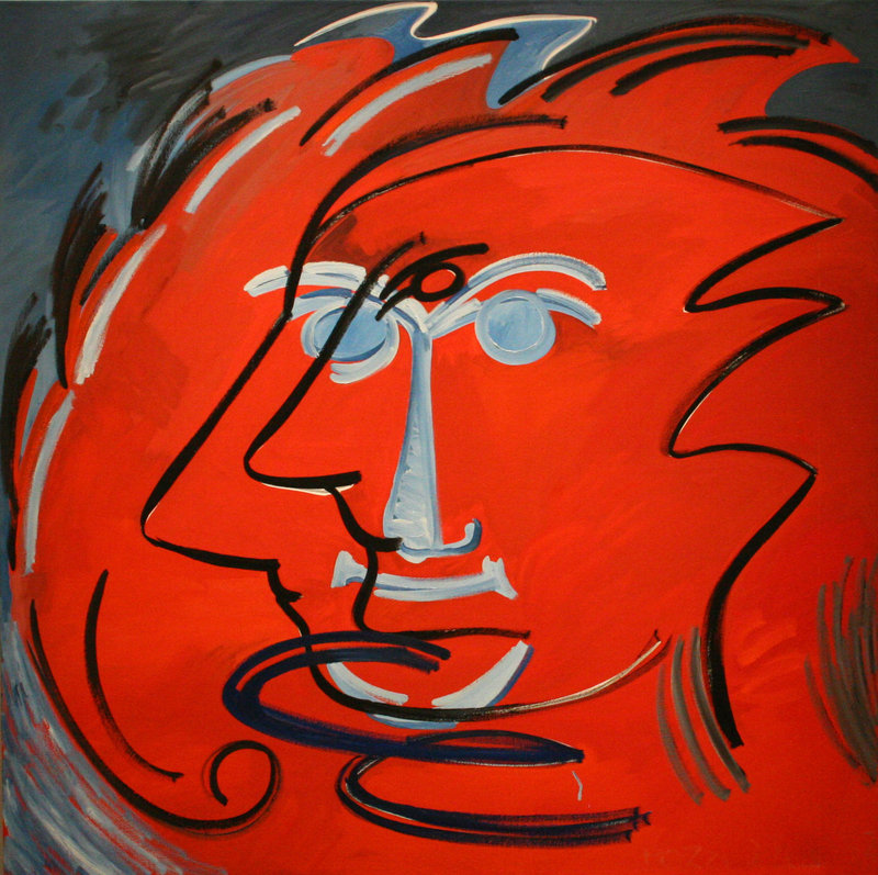 Lucio Pozzi’s “Three Memories in a Red Storm,” 1982, oil on canvas.