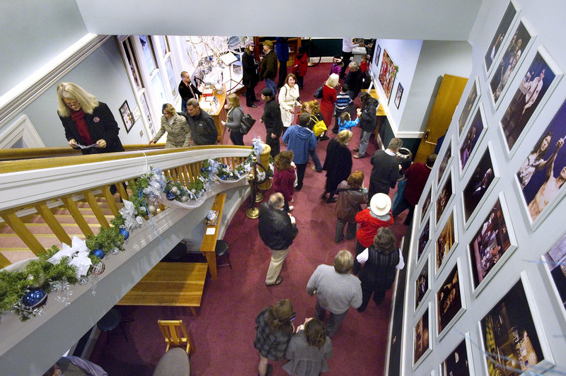 The lobby at Portland Stage was bustling during the runs of “The Snow Queen” and “The Santaland Diaries.”
