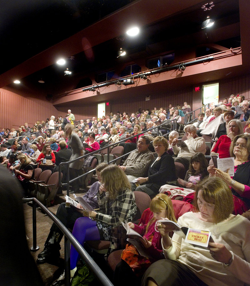 At Portland Stage Company, the audience awaits the start of a recent performance of “The Snow Queen.” In a banner holiday season, Portland Stage sold 98 percent of available tickets for “The Snow Queen,” and sold out every show of “The Santaland Diaries.”