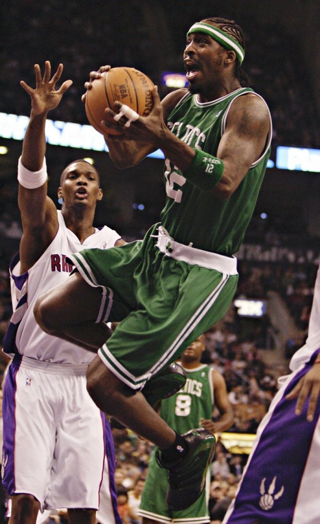 Ricky Davis takes to the air while playing for the Celtics in April 2005. Davis averaged 13.5 points and 3.3 assists in his 12-year NBA career.