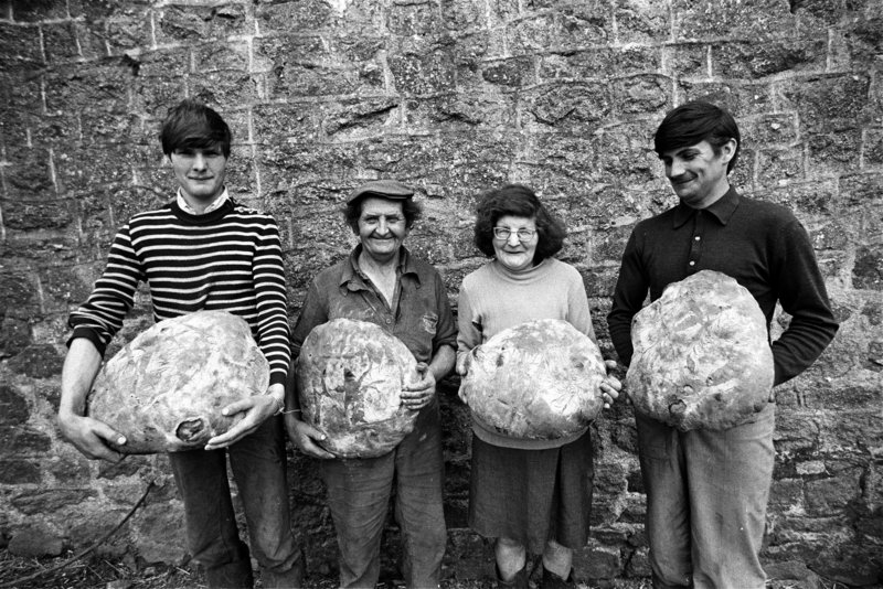 Madeleine de Sinety’s show at the Portland Museum of Art features mostly black-and-white photos from rural France, Uganda and western Maine. This 1993 photo is called “Four Loaves.”