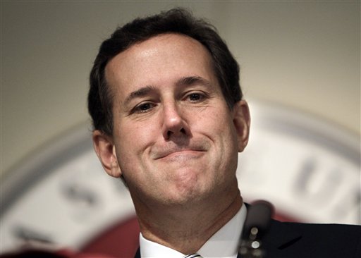 Republican presidential candidate Rick Santorum listens to a question at Florida State University in Tallahassee on Thursday.