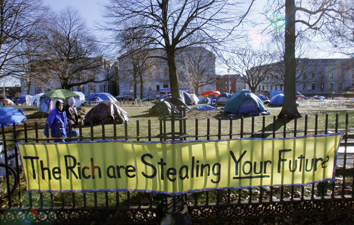 Occupy Maine tents stand in Lincoln Park in this Dec. 8, 2011, photo.