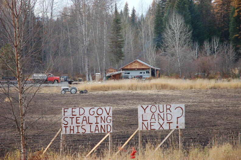 Irate neighbors erected these signs to protest a U.S. Environmental Protection Agency decision that wetlands exist on property at Priest Lake in Idaho, requiring a permit to disturb the land for a home.
