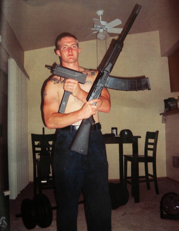 Benjamin Colton Barnes poses with weapons in an undated photo. He had been depressed since returning from the Iraq War, the mother of his toddler said.